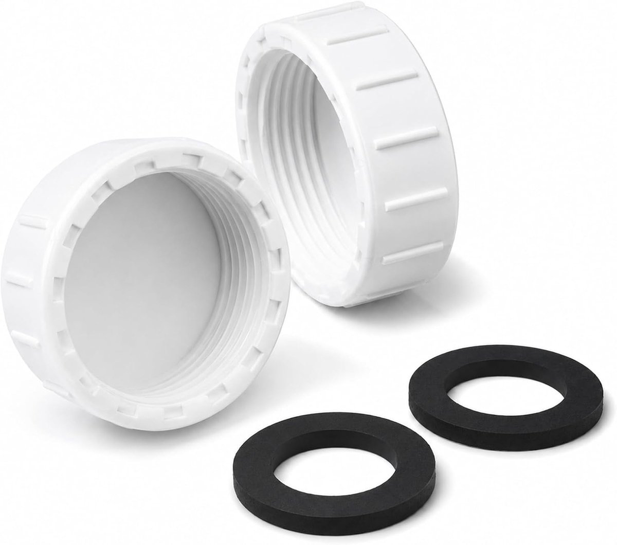 2 stuks G1 pvc-schroefdraaddop wit, met 32 mm rubberen afdichting - ShopVlot