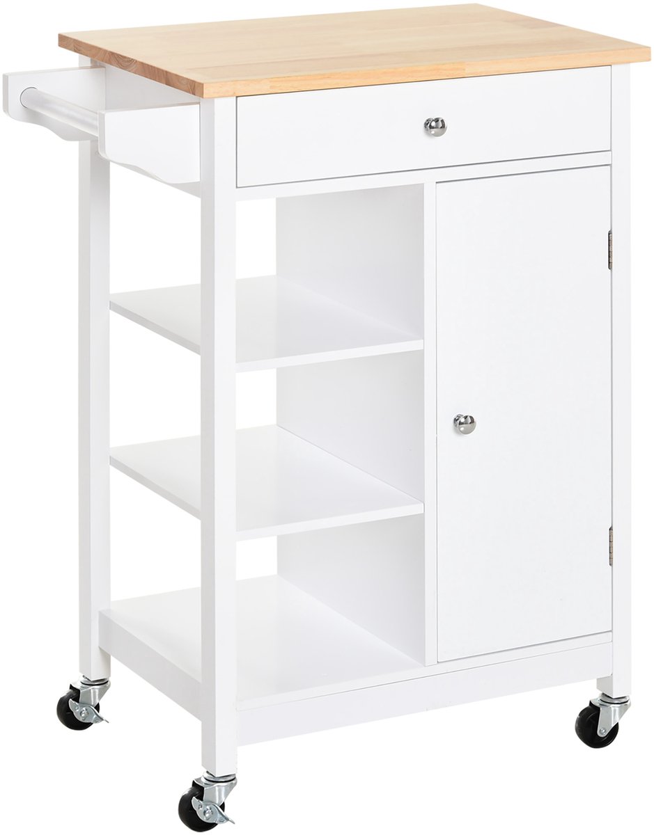 Keukenwagen - Mobiele opbergwagen met praktische vakken voor keuken, badkamer en woonkamer - model 52