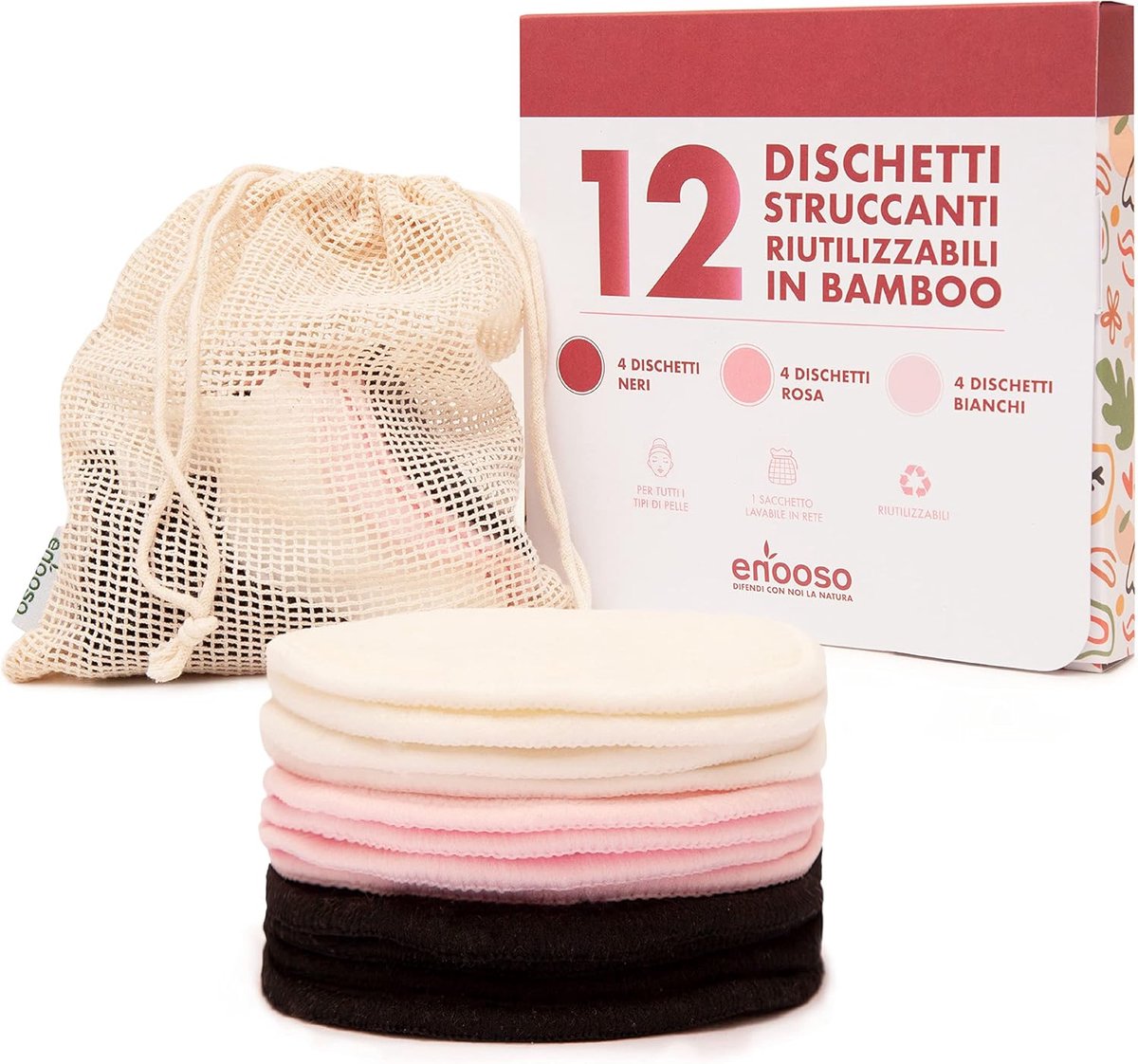 Make-up remover pads 12 stuks - Herbruikbaar bamboe - Zacht en wasbaar - Milieuvriendelijk gebruik - ShopVlot