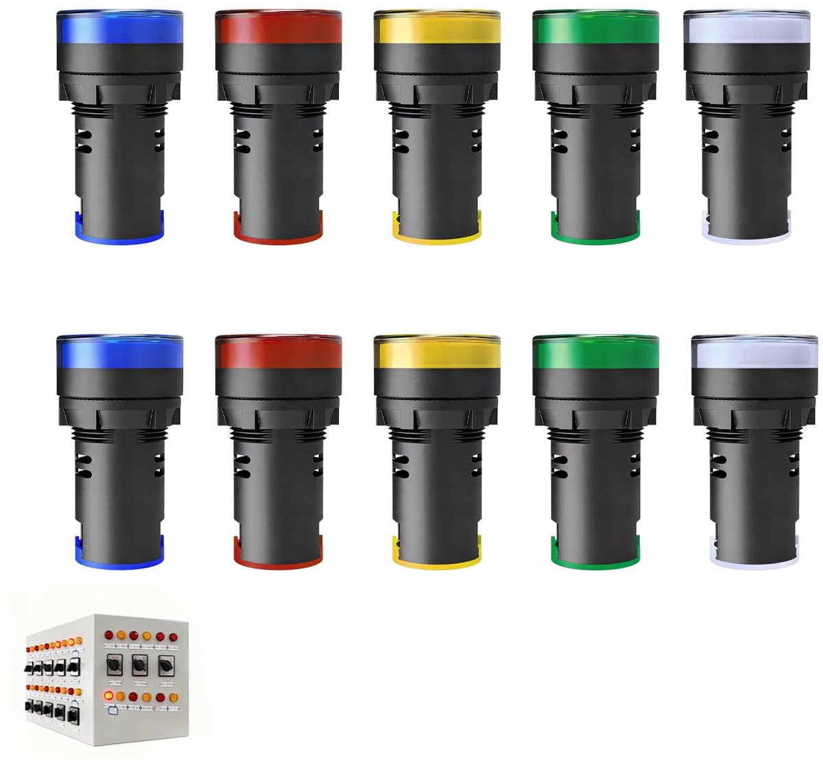 10 stuks led-indicatoren, 22 mm, 220-380 V AC, inbouw, waterdicht, met eenvoudige aansluiting, verschillende kleuren - ShopVlot