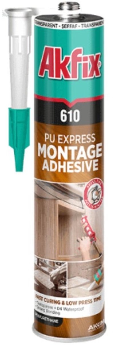 Montagelijm - PU-bouwlijm - Sterke verlijming - Hoge initiële hechting - Patroon - 380 g - Transparant