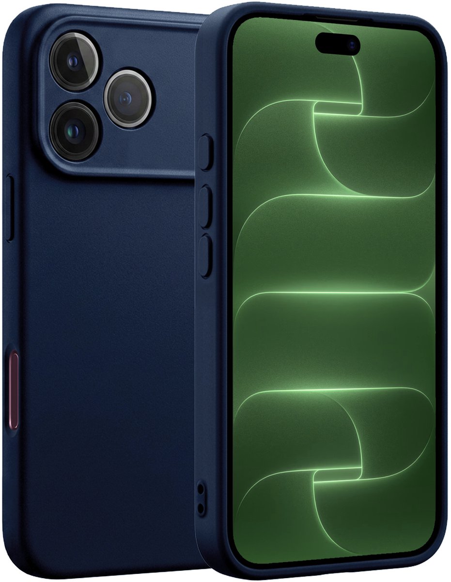 Hoesje Geschikt voor Apple iPhone 18 Pro - Sterk & Shockproof - Hoes Cover - Siliconen Case - Donkerblauw