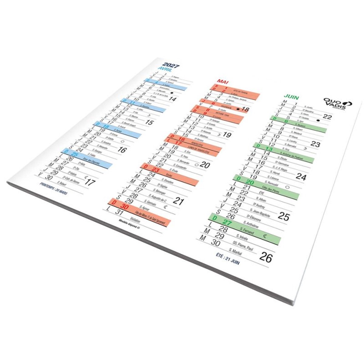 QUO VADIS kalender ORIGAMI, 360×180 mm, 2026/2027, dépliable