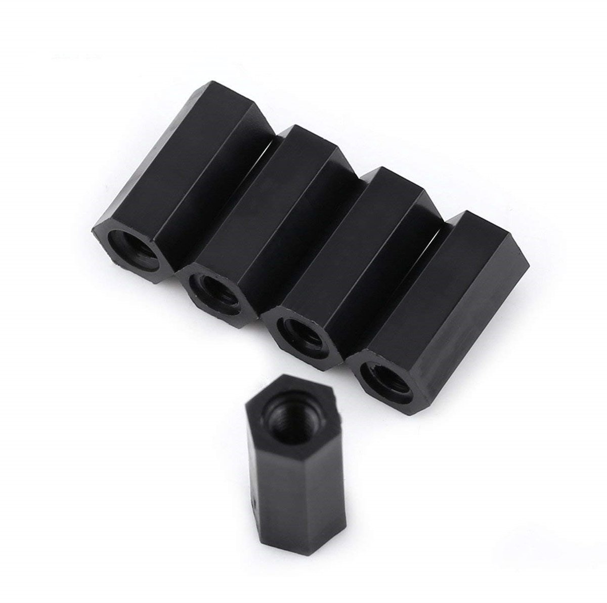 Image of 100Pcs M3 Nylon Black Threaded Standoff Spacer Nuts Female to Female Hex Pillar Spacer 8mm 10mm 12mm 15mm - ShopVlot