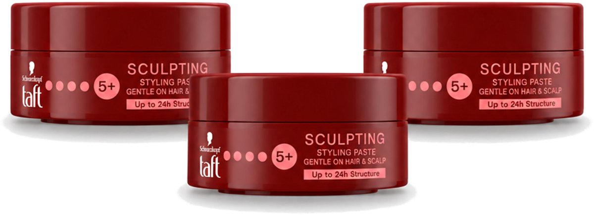 3 x Taft - Sculpting Styling Paste - Hold 5+ - Flexibele styling - 75 ml - Voordeelverpakking - 3 stuks