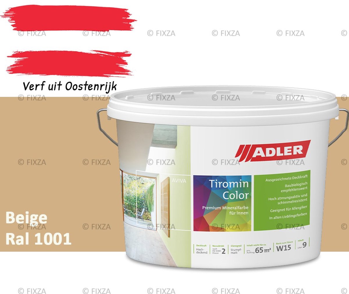 ADLER Aviva Tiromin-Color Silicaat Muurverf Binnen – 1 Liter – RAL 1001 Beige, Hoogdekkende & Ademend – Ecologische Schimmelwerende Wandverf