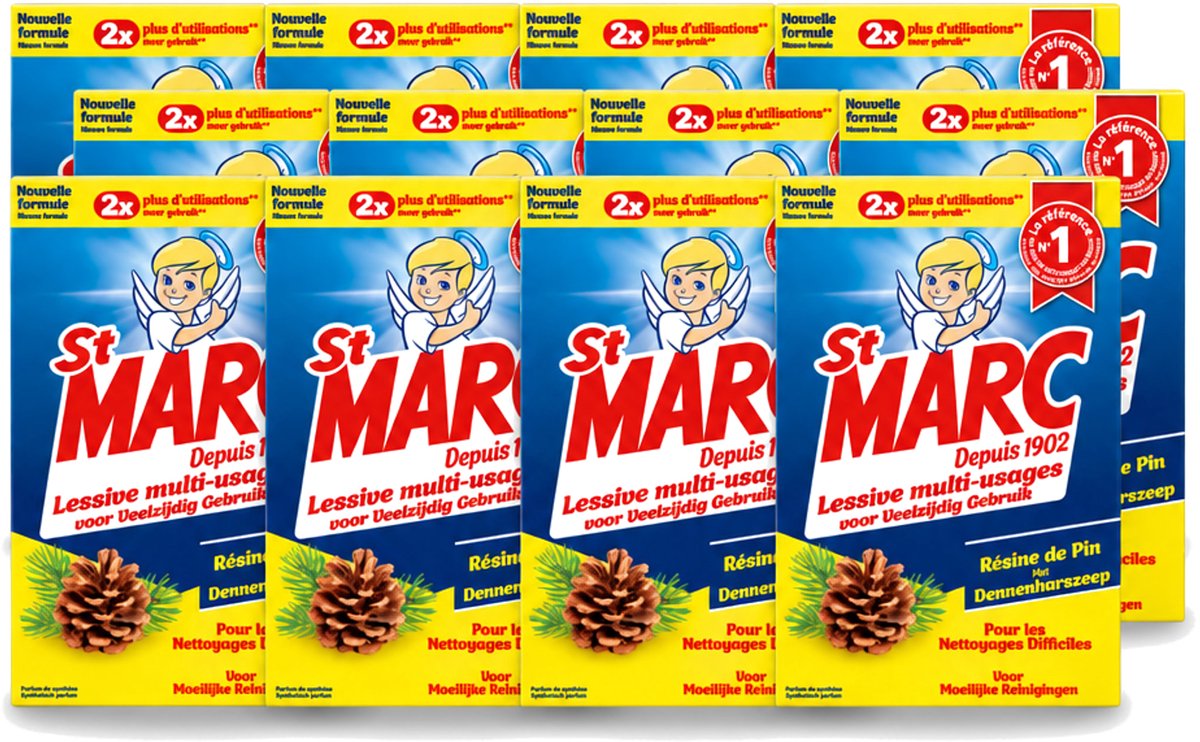 12 x St. Marc – Wasmiddel – Multifunctioneel Dennenhars – 1,4 kg - Voordeelverpakking - 12 stuks