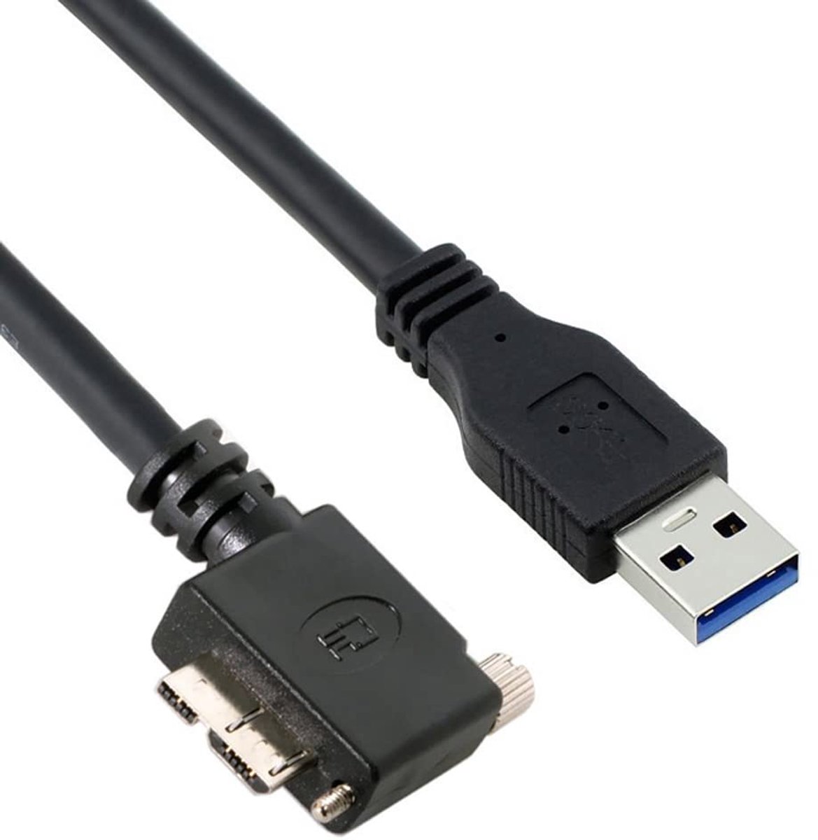 CY Cable Micro USB3.0 Single Screw Lock to USB3.0 Data 5Gbps Power Cable 90 Degree Rectangular Type for VR Industrial - ShopVlot