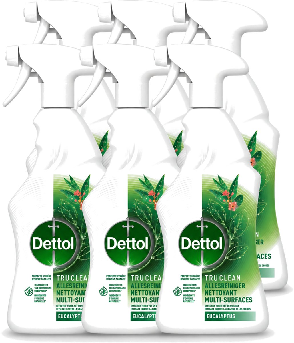 6 x Dettol Tru Clean - Allesreiniger - Spray - Eucalyptus - Multi-Oppervlakken - 500ml - Voordeelverpakking - 6 stuks