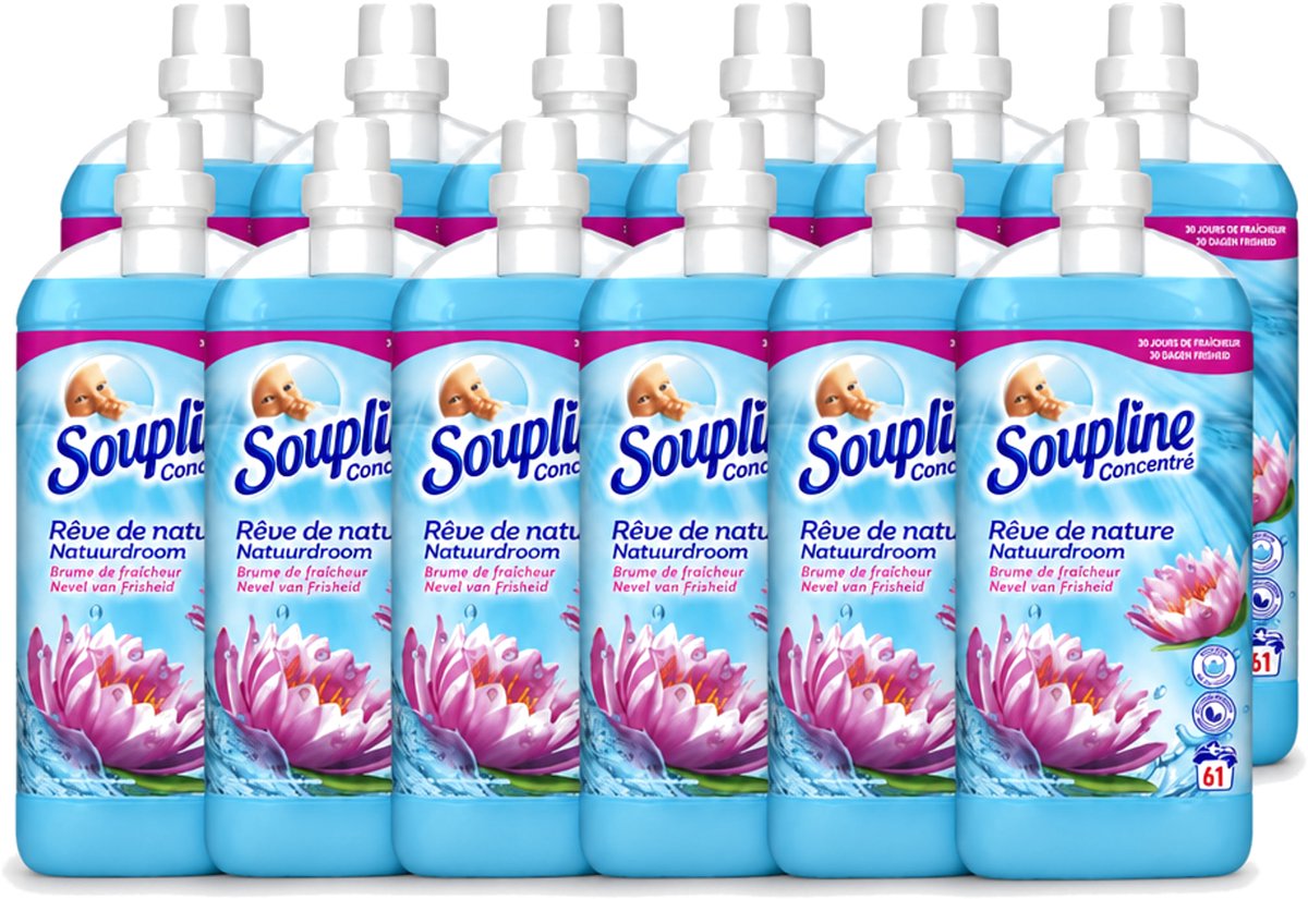 12 x Soupline – Wasverzachter – Nevel van Frisheid – 1,35 L - Voordeelverpakking - 12 stuks