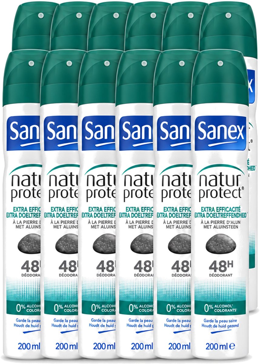 12 x Sanex – Deodorant Spray – Aluinsteen – 200 ml - Voordeelverpakking - 12 stuks