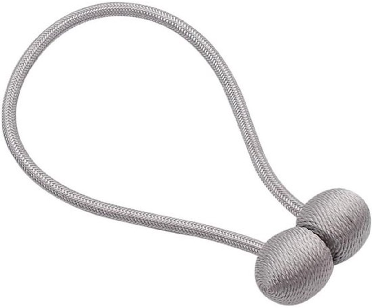 Gordijnmagneten - Touwklemmen - Voor raamdecoratie - Eenvoudig te bevestigen - Lengte 46 cm - Lichtgrijs