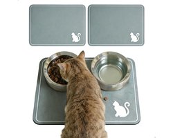 Set van 2 Voedingsmatten voor Honden en Katten, Waterdichte en Antislip Pet Mat, Ideaal voor Eten en Drinken, 30 × 40 cm
