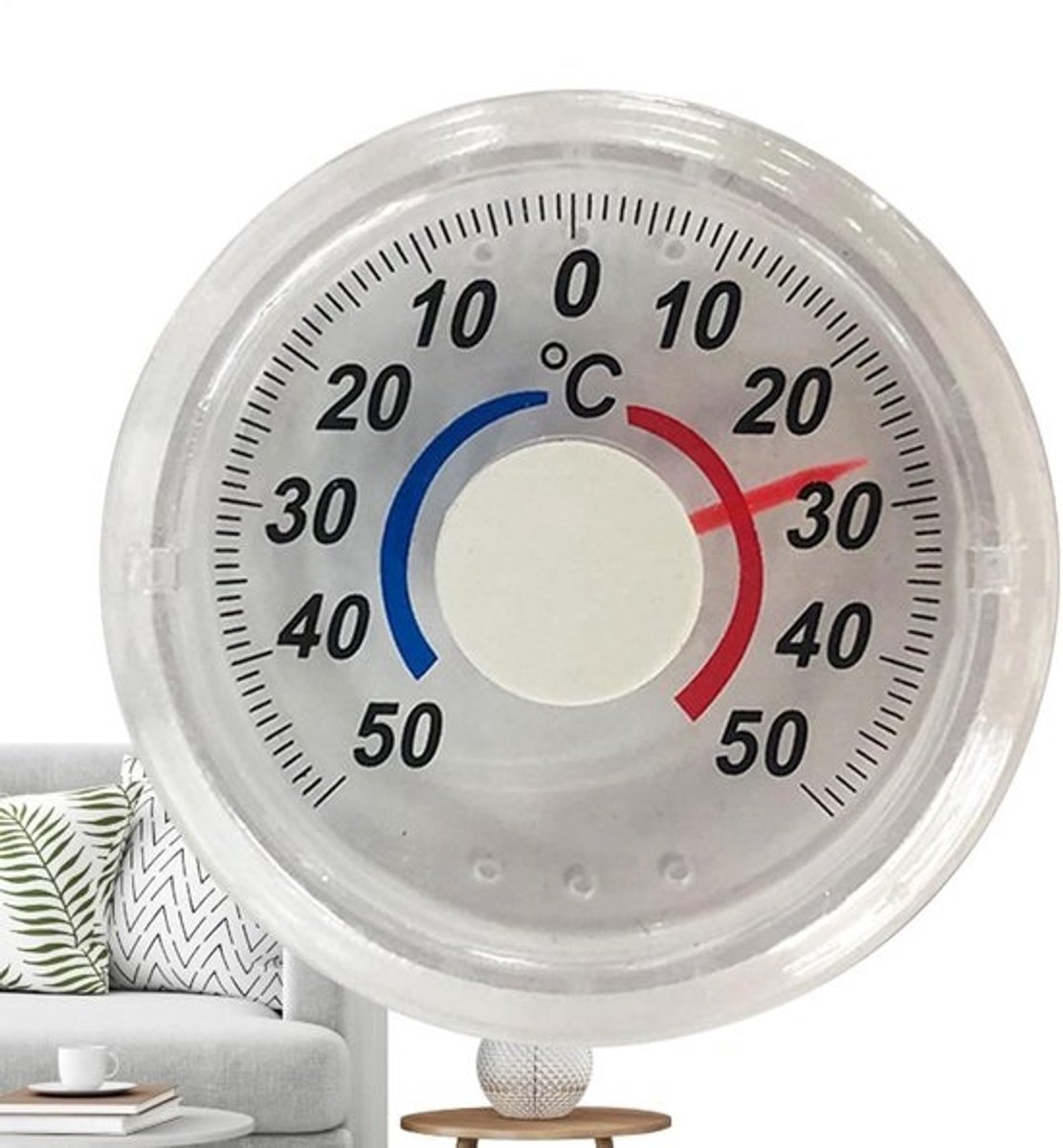 Analoge buitenthermometer - Weermeter - Temperatuur meten - Zelfklevende bevestiging - 10 x 9 x 2 cm