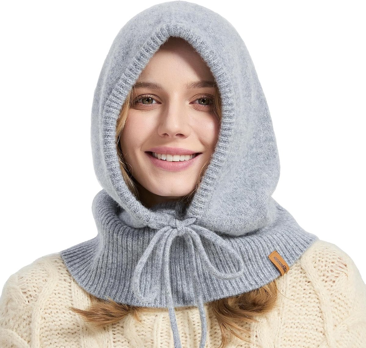 100% Merino Wol Balaclava voor Mannen en Vrouwen, Warme Gebreide Sjaal met Capuchon, Winteraccessoire en Hoofdbedekking