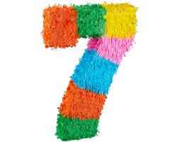 3-delige pinata set verjaardag - pinatastok en blinddoek - getal 7 pinata