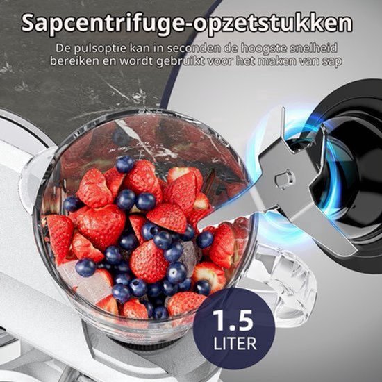 Keukenmachine Multifunctioneel - 2000 W Vermogen - 5,5 L Roestvrijstalen Kom - Zilver - Planetair Roersysteem — afbeelding 3