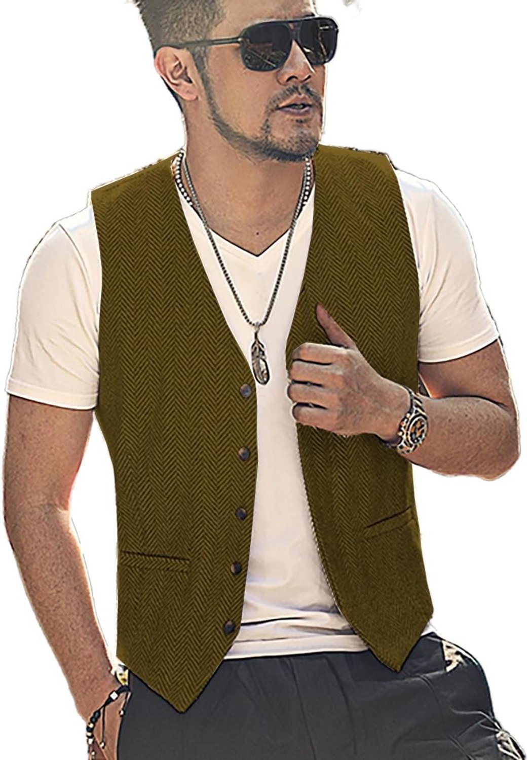 Jachtvest in tweed, ruitpatroon, vintage stijl