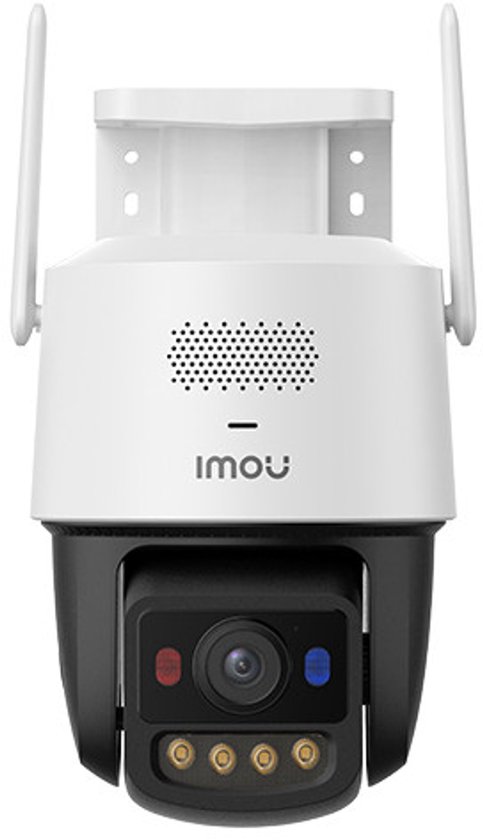Witte Imou Titan Pro 4K PTZ-buitencamera met twee antennes, zwarte lensmodule en vier ingebouwde LED-lampen.