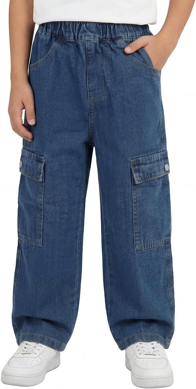 Jeans voor jongens, rechte pijp, cargo zakken