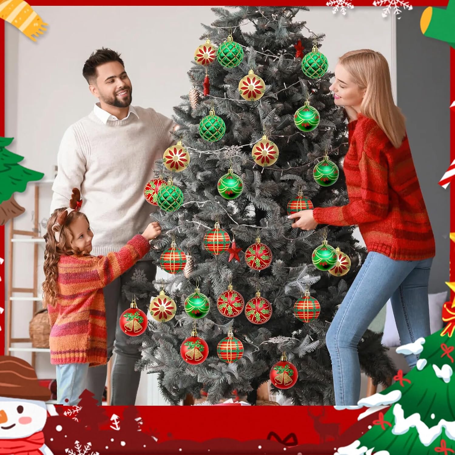 16 Stuks Onbreekbare Kerstballen Retro 6cm - Binnen Buiten - onbreekbaar kunststof - 6 cm - retro thema - hangend - geschikt voor binnen en buiten – foto 3