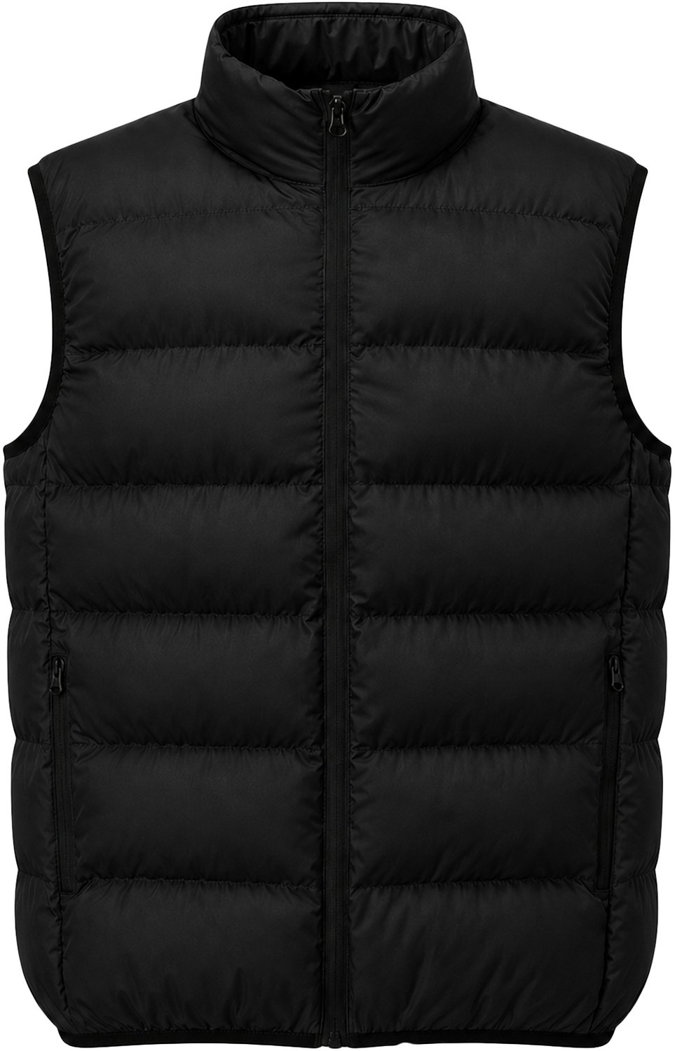 ALLTHEMEN Heren Gewatteerde Bodywarmer Effen Opstaande Kraag Warm Zwart
