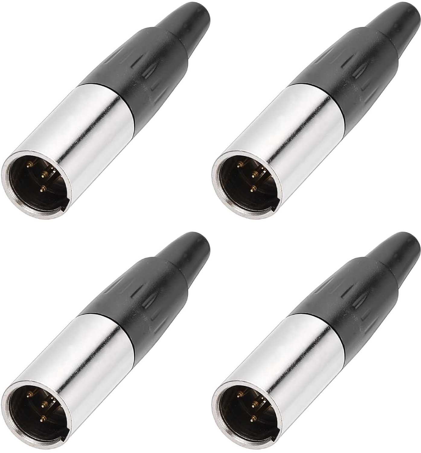 mini-XLR-stekker 4 stuks - zwarte adapter - professionele audioverbinding - geschikt voor microfoons en hoofdtelefoons - Vemera