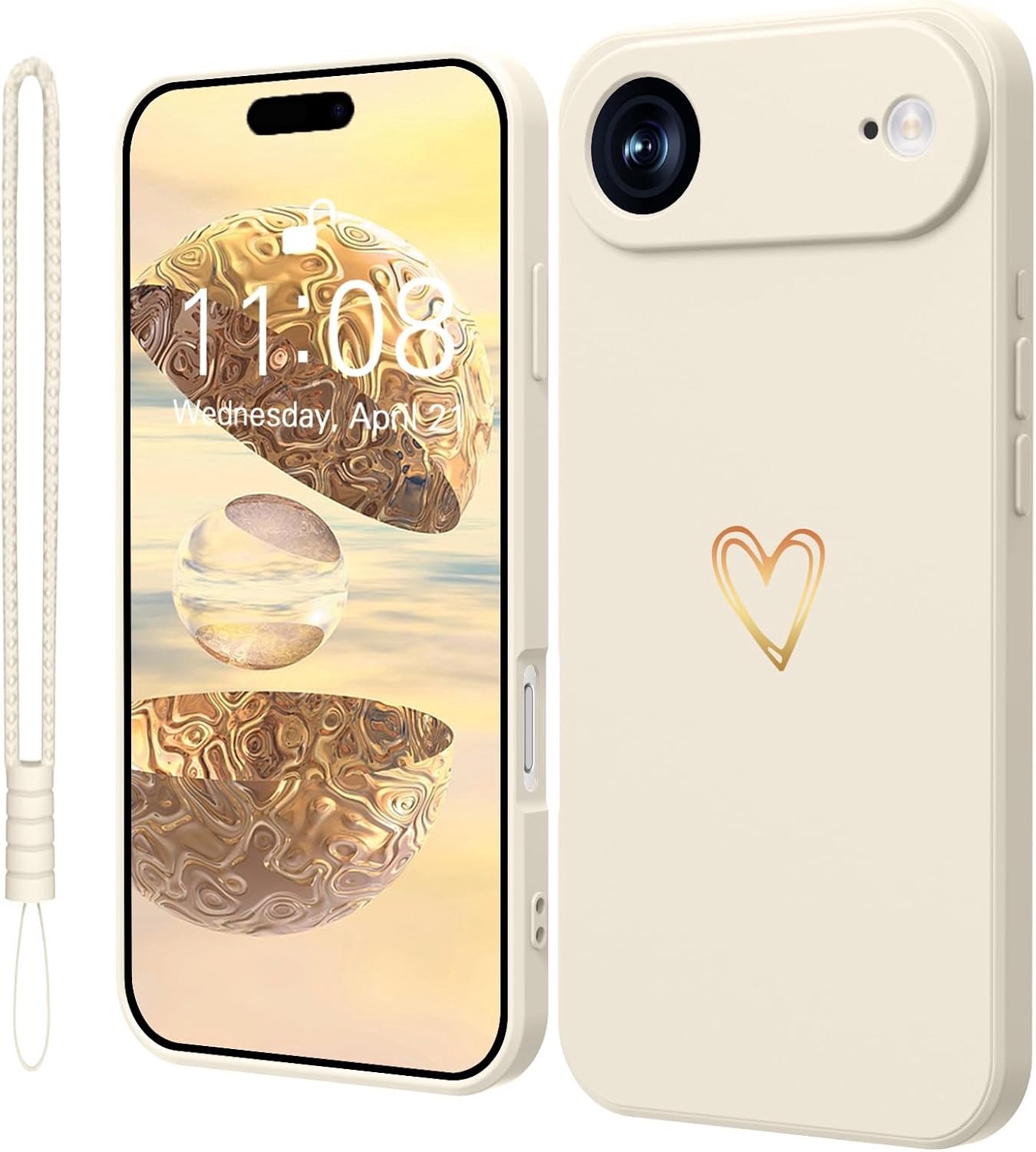 Hulpje voor iPhone 17 Air, siliconen hoesje, beige