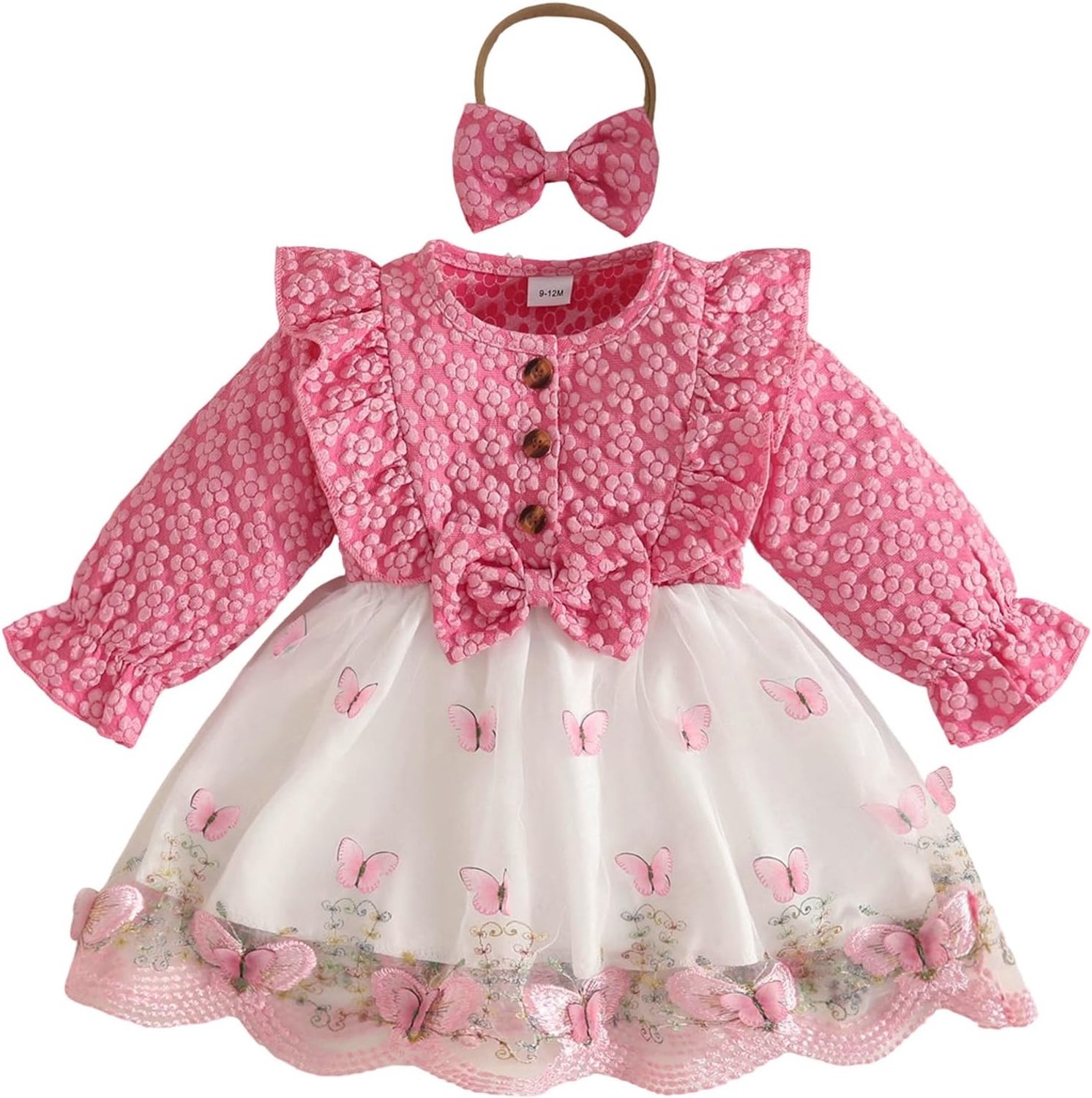 Meisjesjurk en cardigan set, lange mouwen, tutu rokje