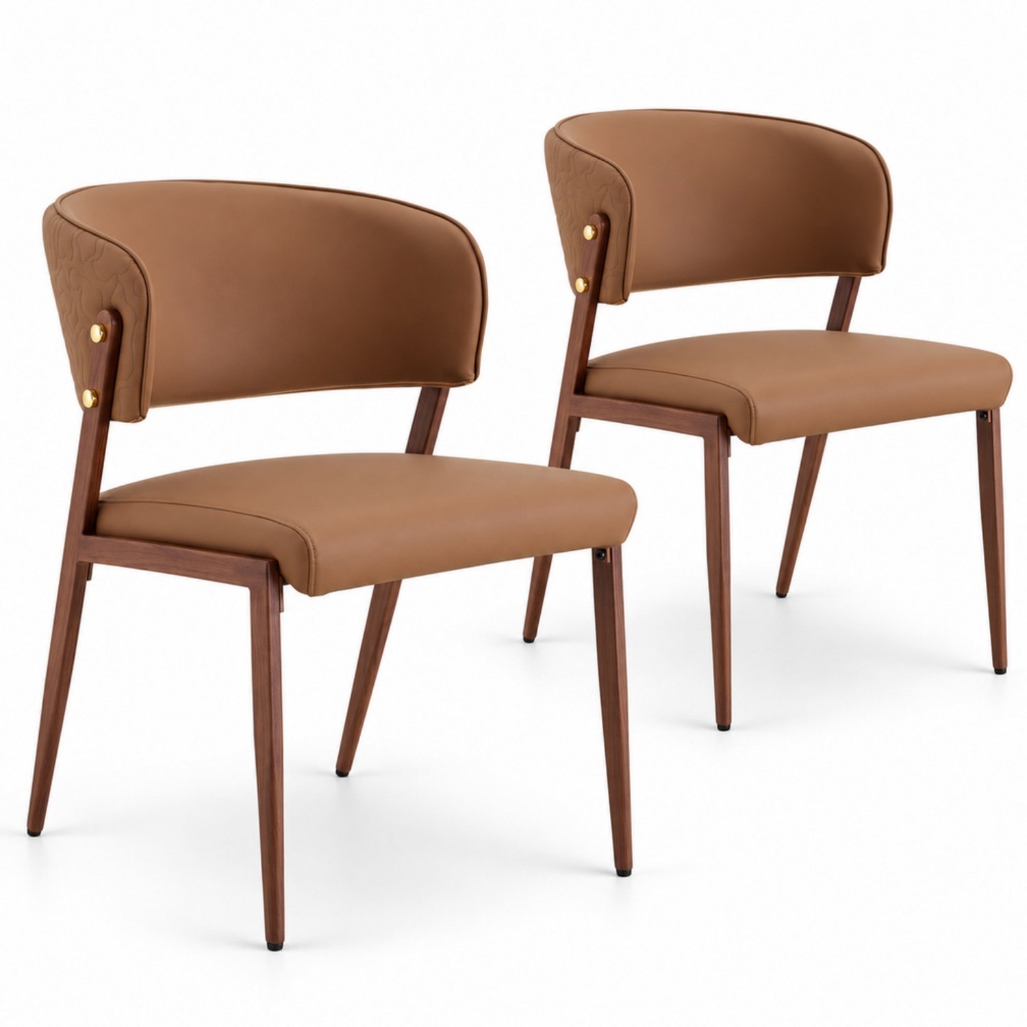LONG DRAGON - Eetkamerstoelen - Set van 2 - Bruin - Gepolsterde zitting en rugleuning
