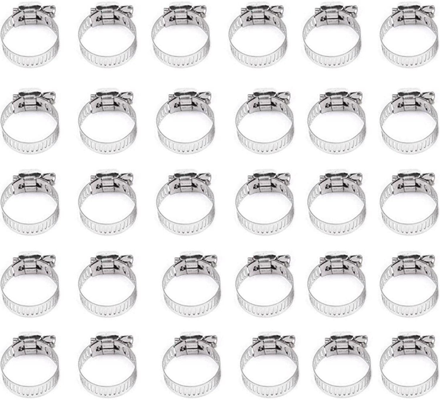 Set van 30 Roestvrijstalen Verstelbare Slangklemmen 16-25mm