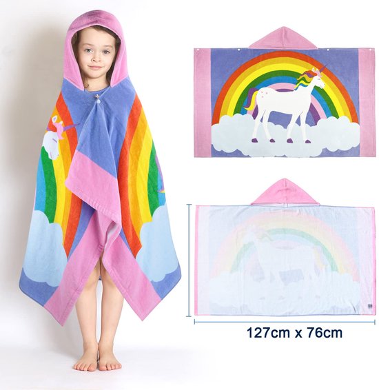 Bad Poncho voor Kinderen van 100% Katoen - Met Kap en Comfortabel — afbeelding 5
