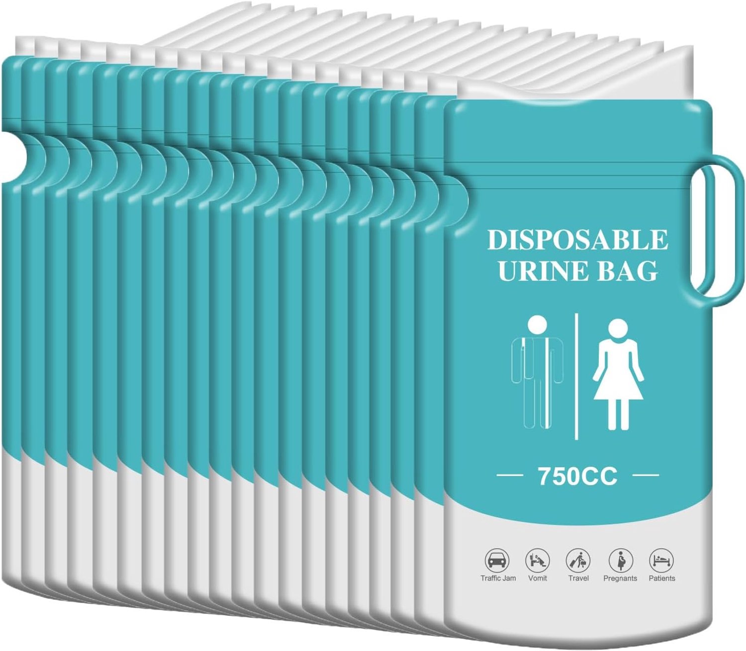 Draagbare urinoir 750 ml - Wegwerp urinezakken - Handvat - Ideaal voor reizen en noodsituaties Vemera - 20 stuks - ServiceTopper