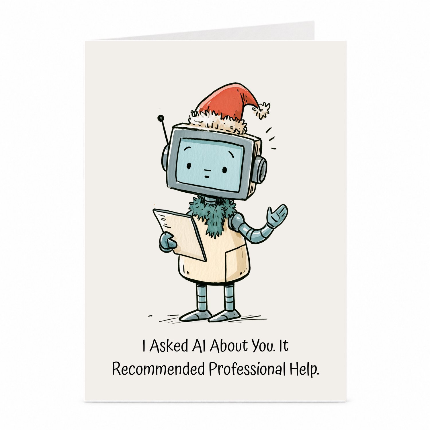 JustTheCardGuy Grappige kerstkaart - AI-robot - A6