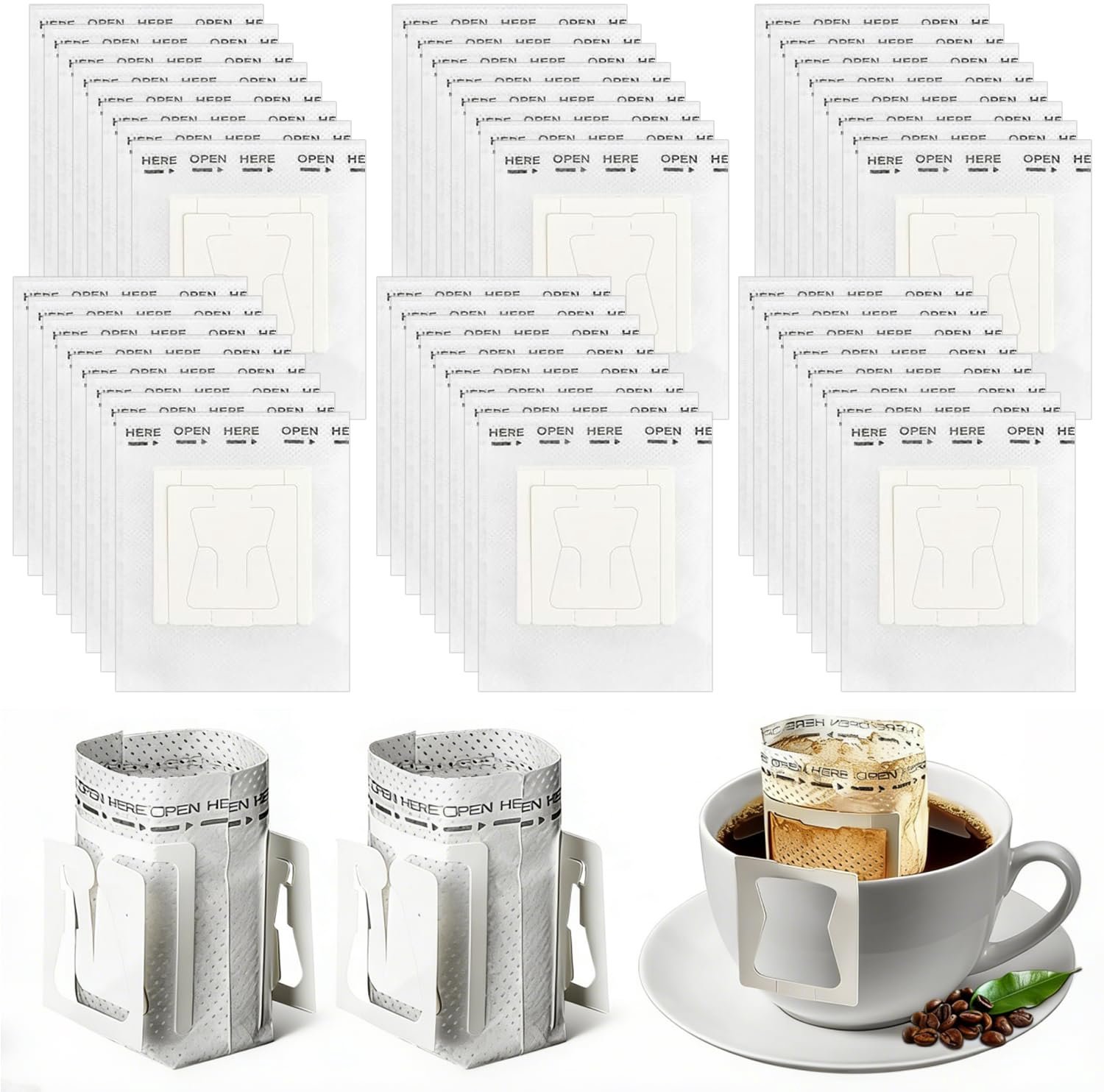 200 Stuks Druppelkoffiezakken - Koffiefilter Papieren Zak voor Thuis en Kantoor