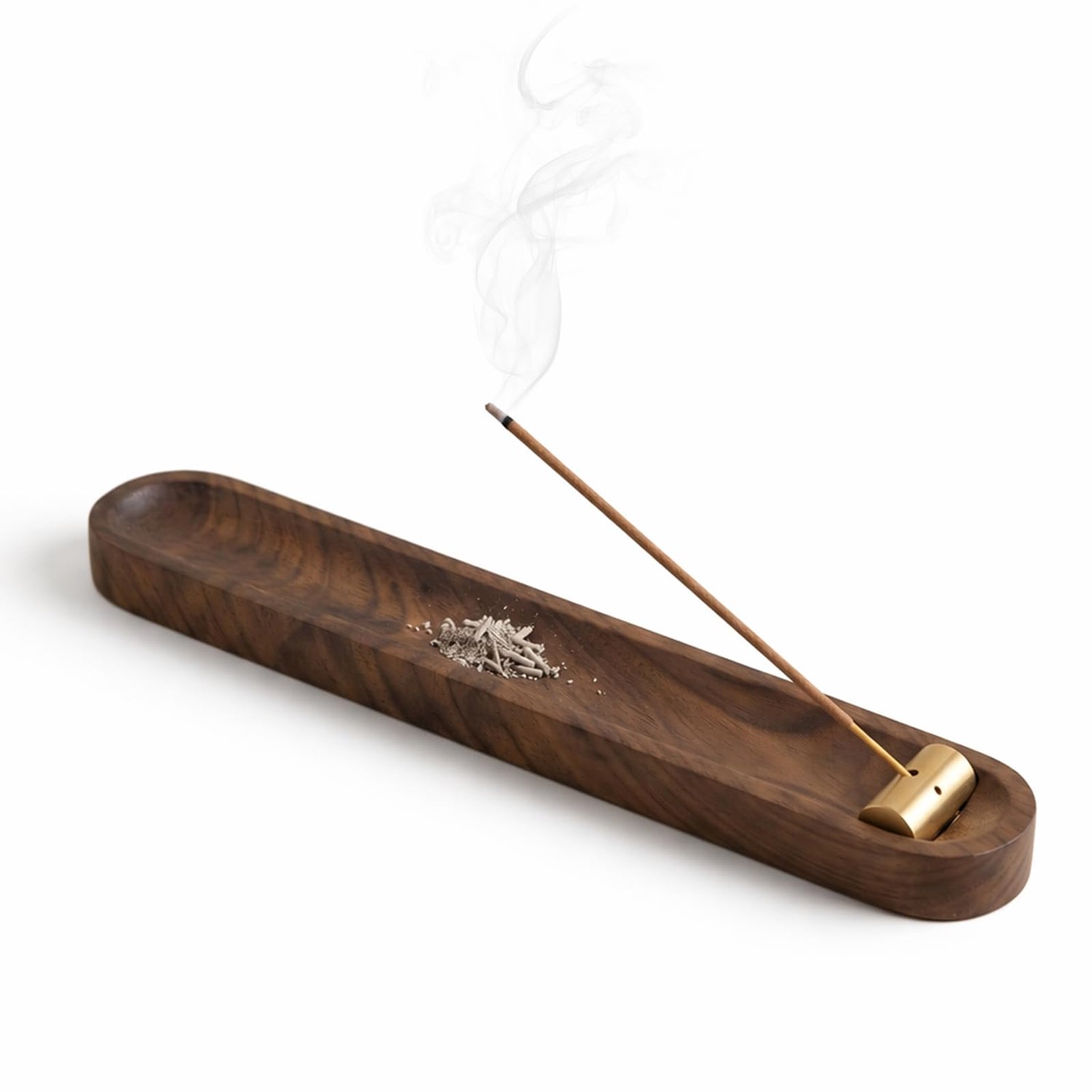 Houten Wierookhouder met Asopvangbak voor Meditatie