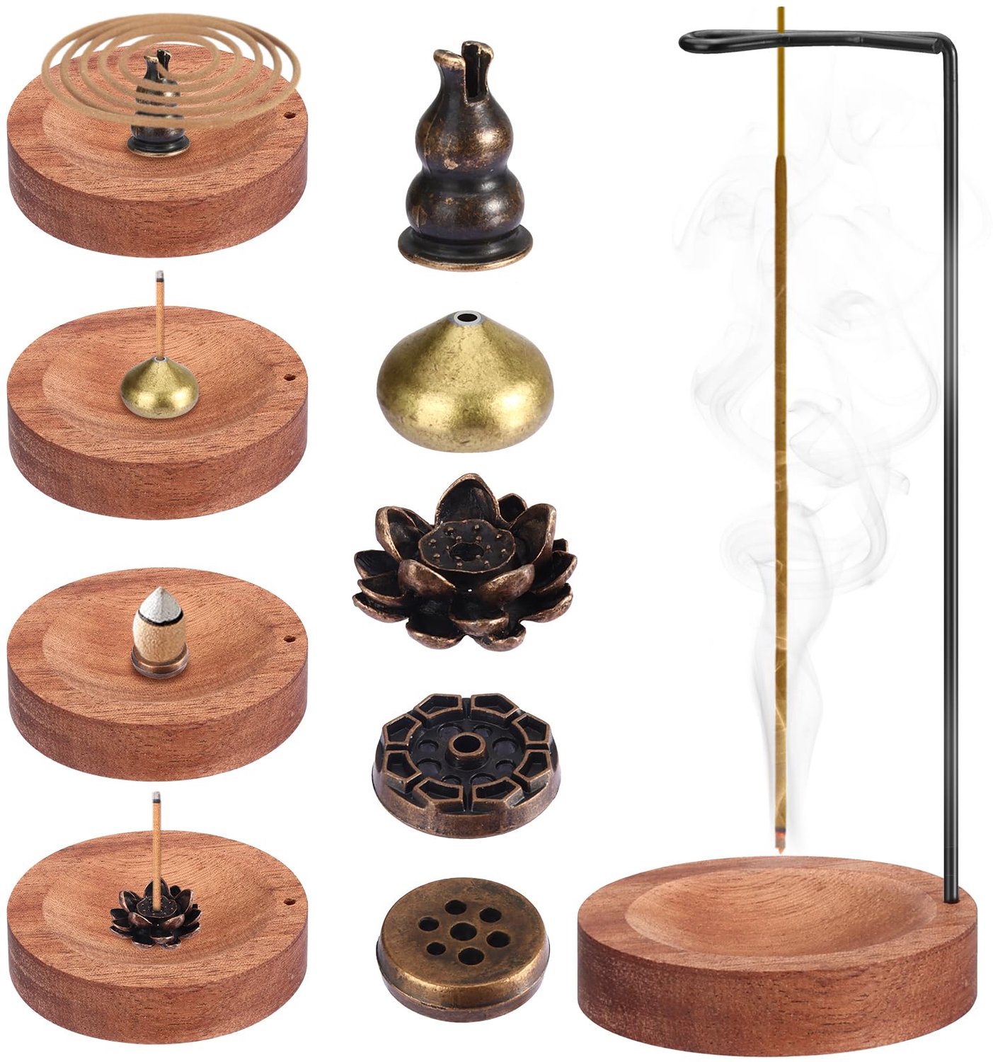 7-in-1 Houten Wierookhouder voor Meditatie en Decoratie