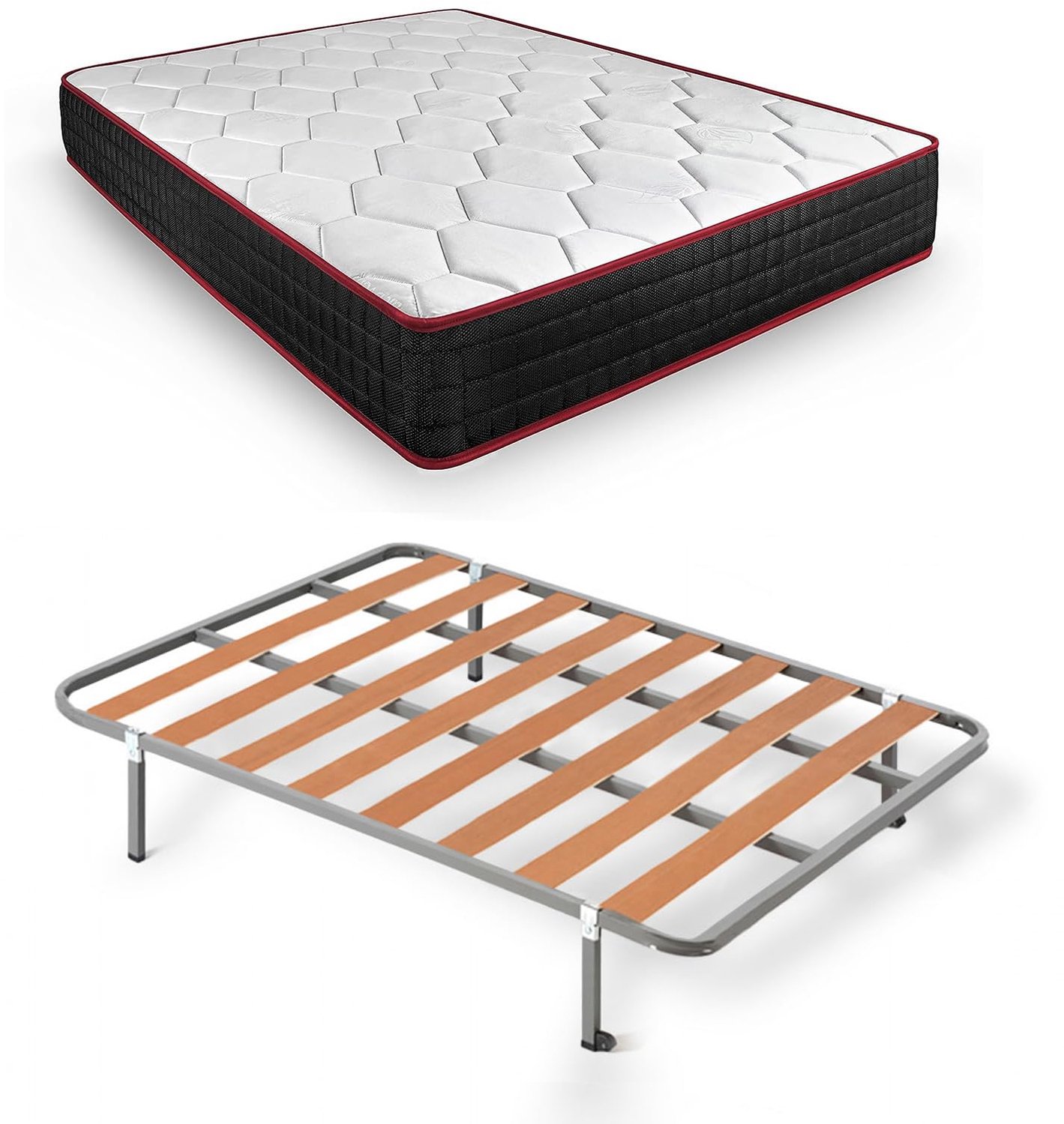 Complete Bedset met Slatted Frame en Memory Foam Matras