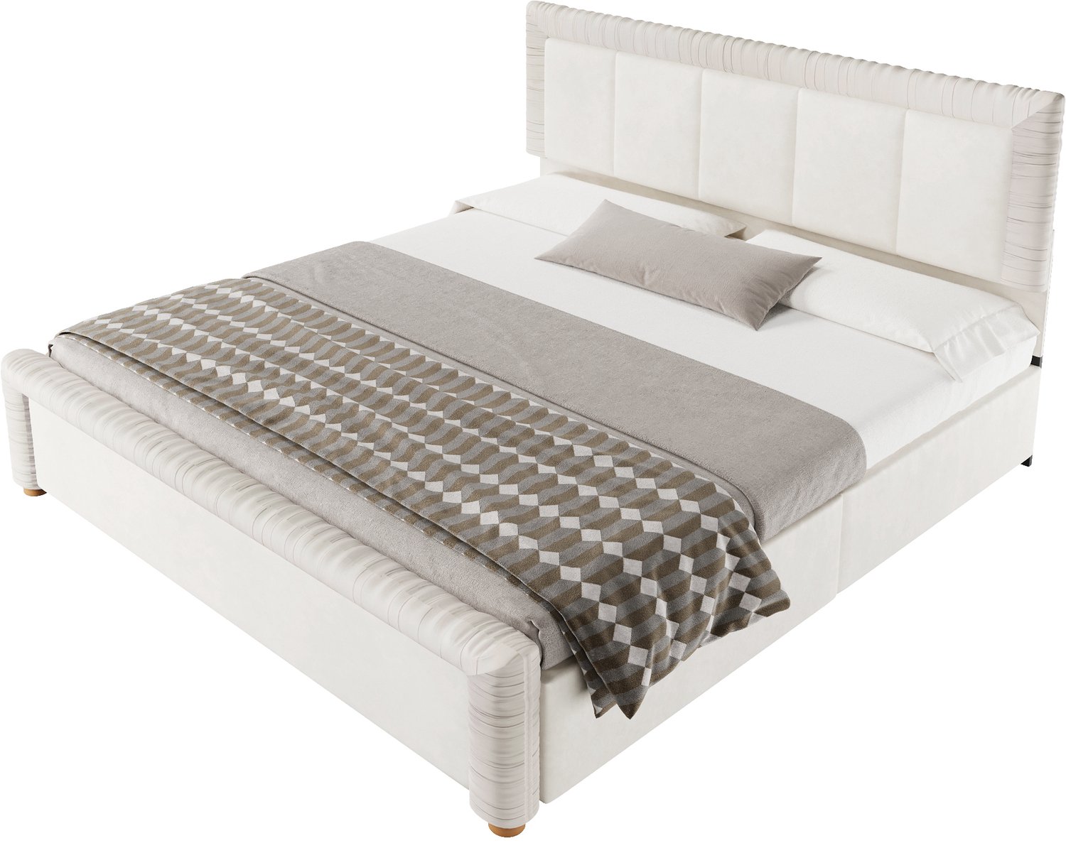 REDOM Gestoffeerd bed 180x200 cm - 2 flexibel te plaatsen bedlades - Fluwelen bekleding - Beige