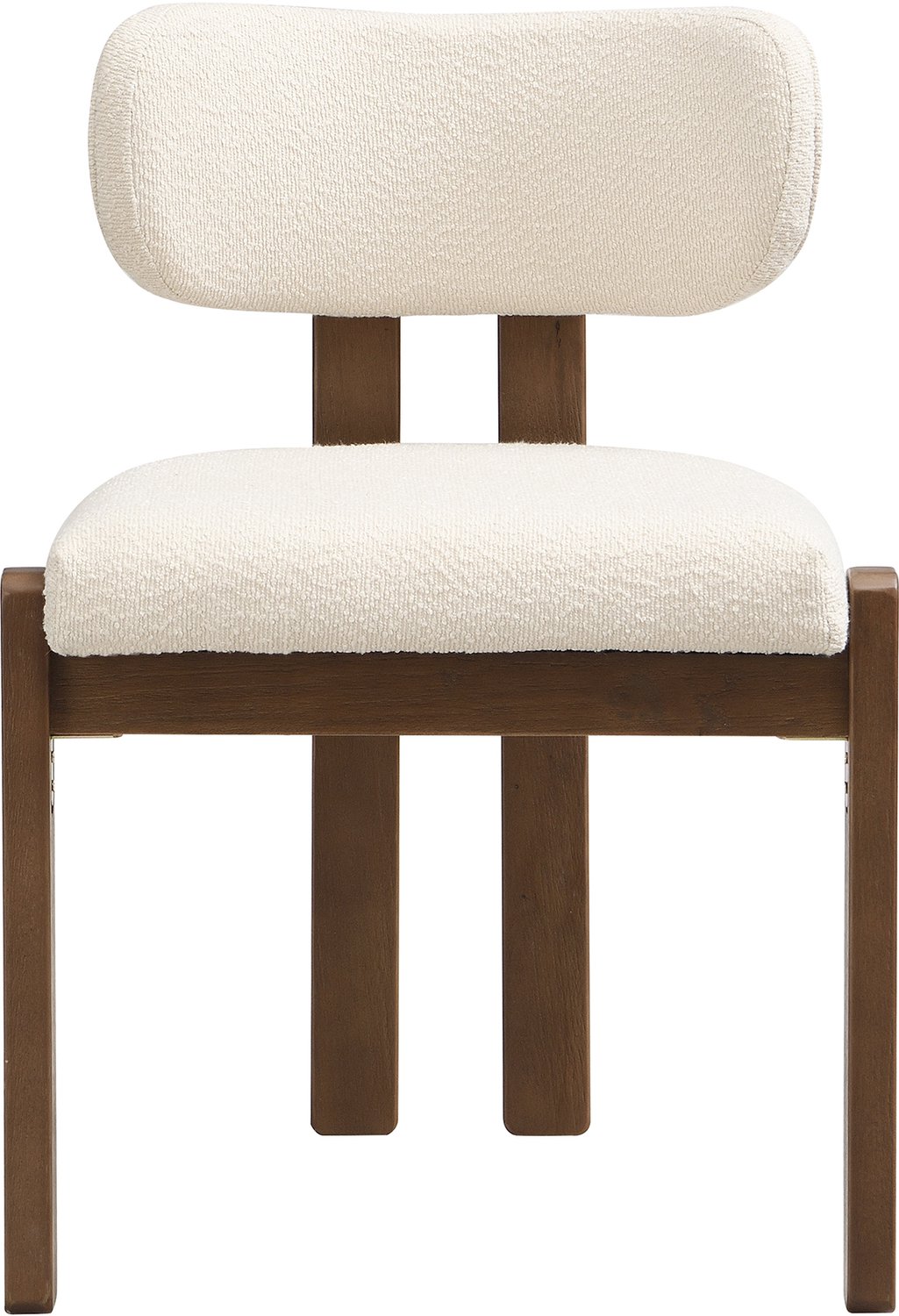 REDOM Eetkamerstoelen set van 4 - Houten frame met bouclé bekleding - Walnootkleurig Walnootkleurig hout met crèmekleurige bekleding