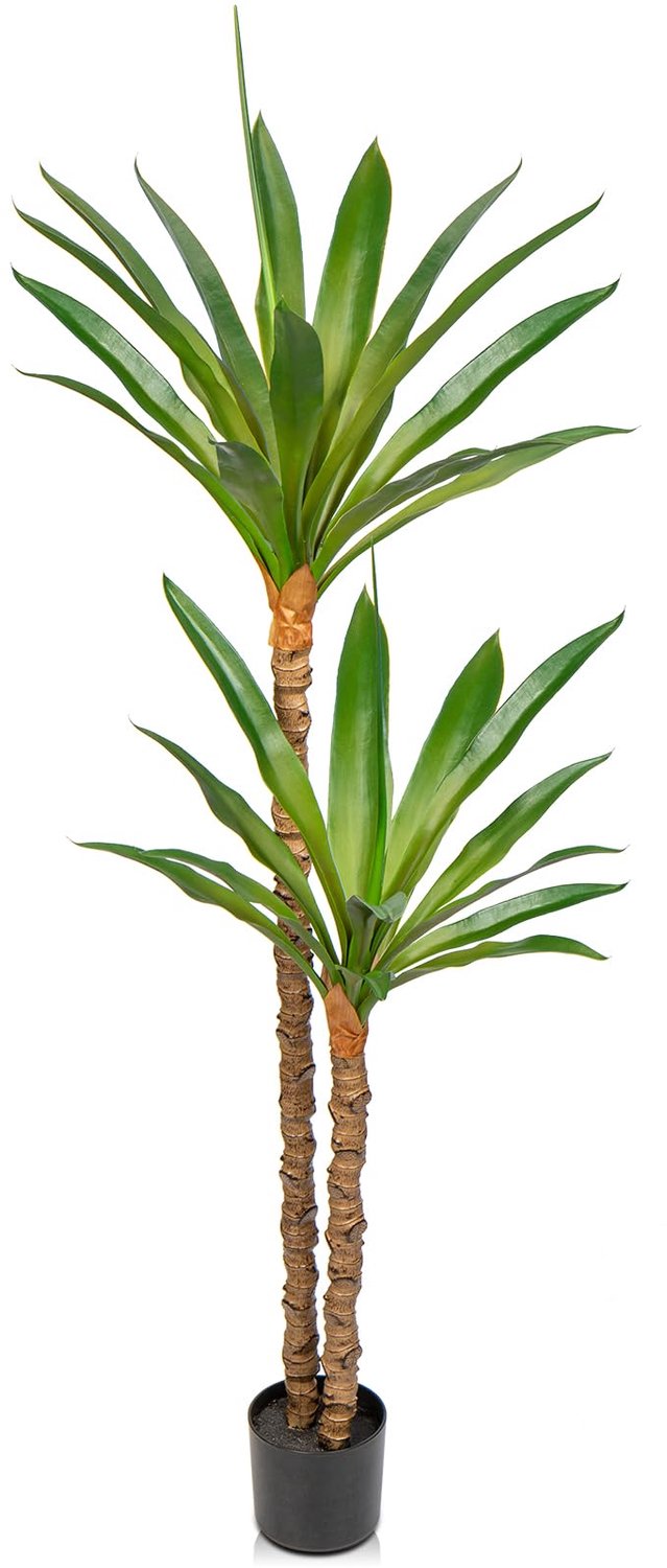 1.6m Kunstmatige Yucca Boom met 2 Afneembare Agave Koppen