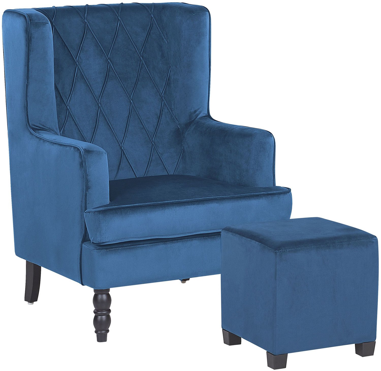 Beliani SANDSET - Fauteuil - Donkerblauw - Fluweel