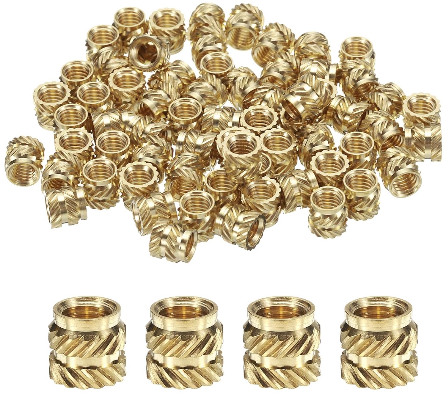 Schroefdraadinzetstukken M5 x 6,5 x 7 mm - Messing - Corrosiebestendig - 50 stuks - ServiceTopper