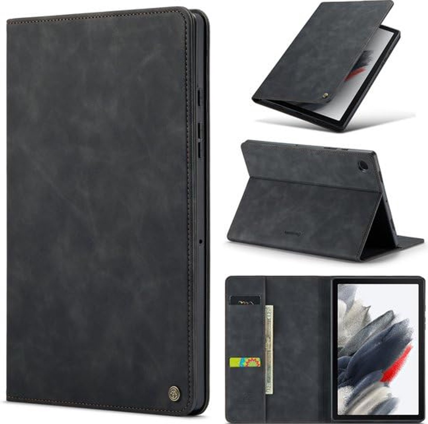 Luxe Book Cover voor Samsung Galaxy Tab A8 Charcoal Gray