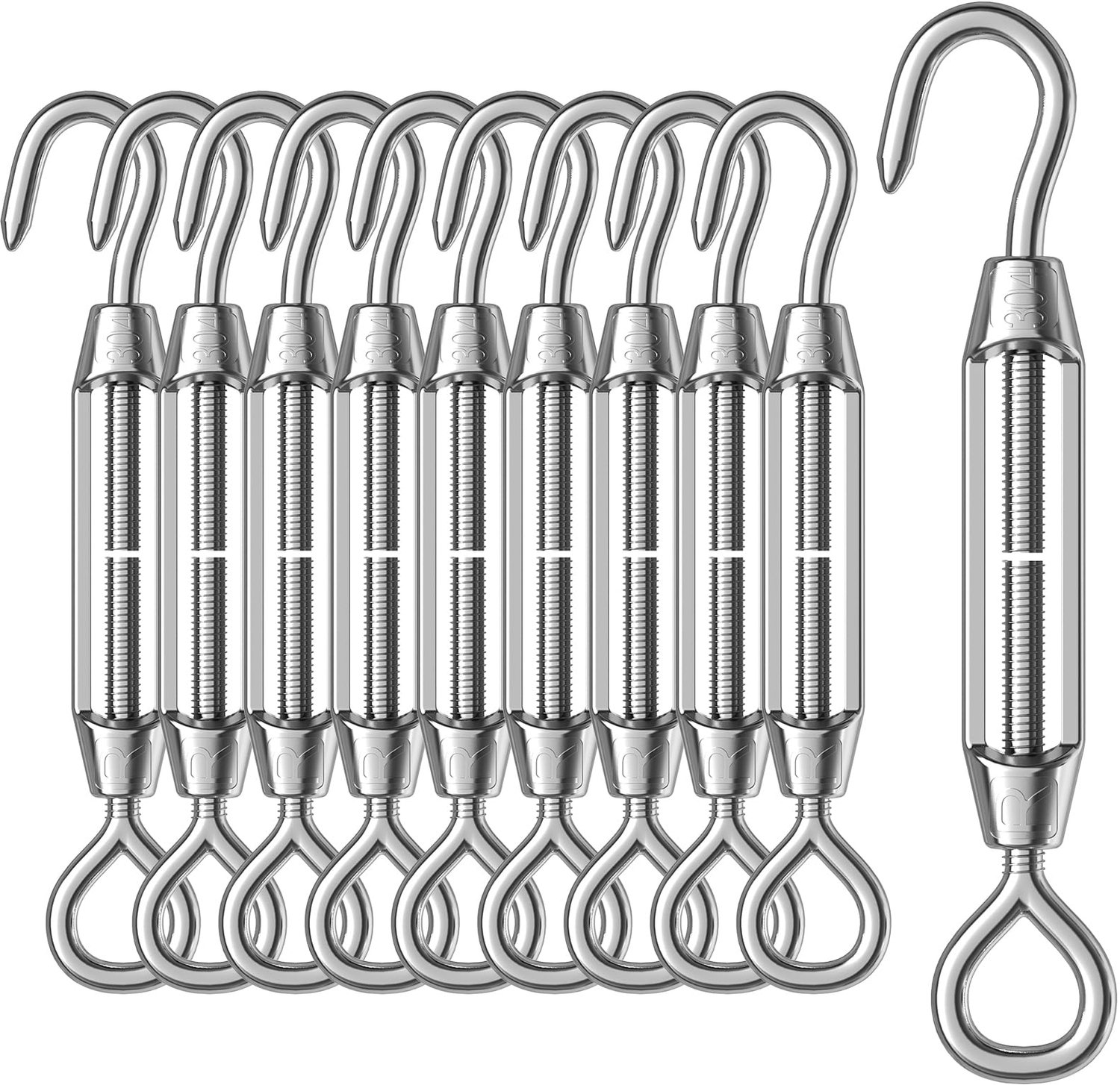 Set van 10 Rvs Kabelspanners voor Tuin en Kledinglijn