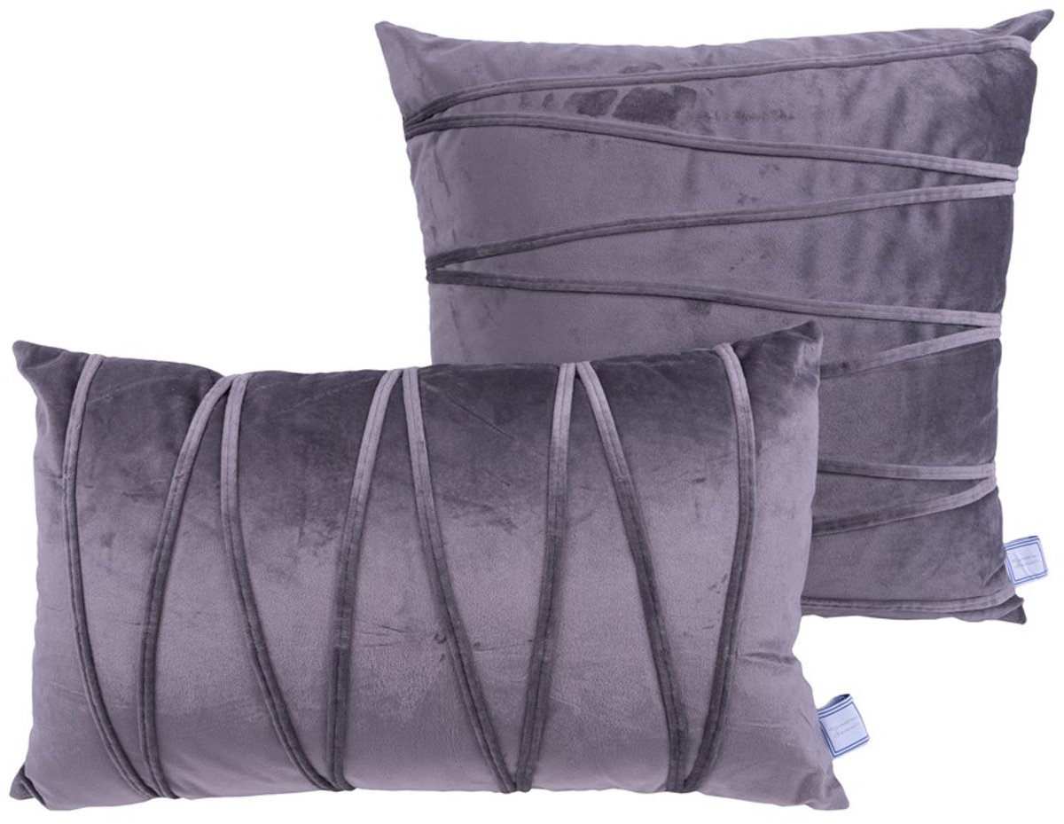 Padiro sierkussenset - 2-delige set - 30 x 50 cm - Grafiet / Grijs - Streeppatroon - Polyester