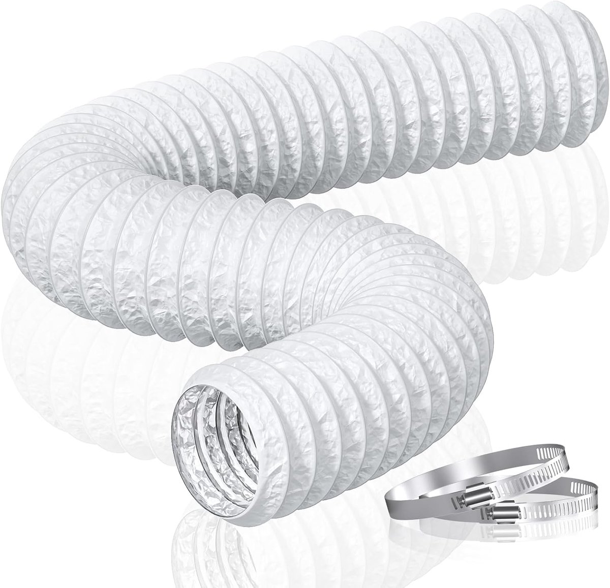 Power Afvoerslang 100mm Lengte 5m Flexibele PVC Aluminium Buis Ventilatieslang Geluidsisolatie Aluminium Flexibele Slang Afvoerbuis voor Afvoerventiel