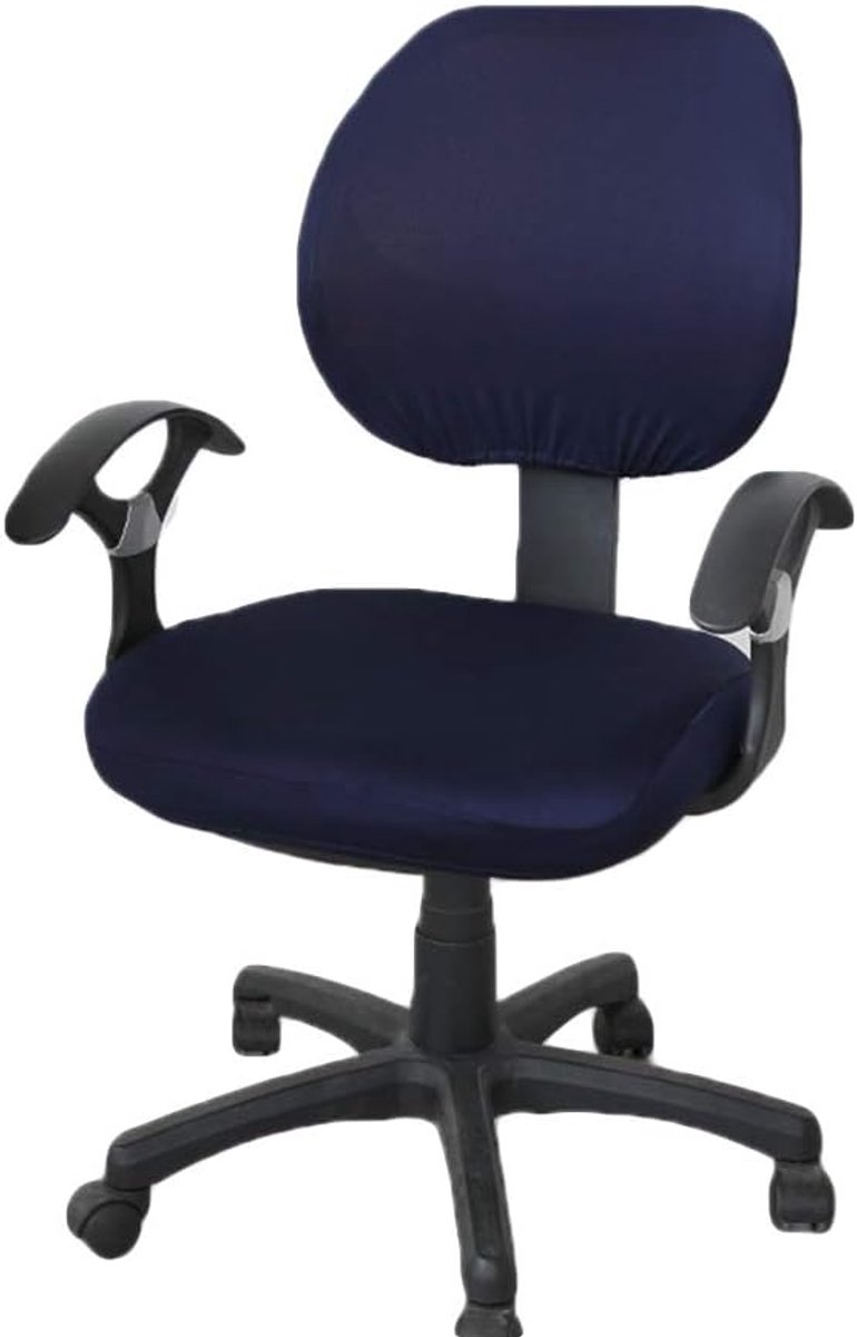 2-delige Stoelhoezen voor Bureaustoelen, Rekbare Verwijderbare, Wasbare, Roterende Rugleuningen en Kussenbeschermers Universele Hoezen voor Computerstoelen (Marine)