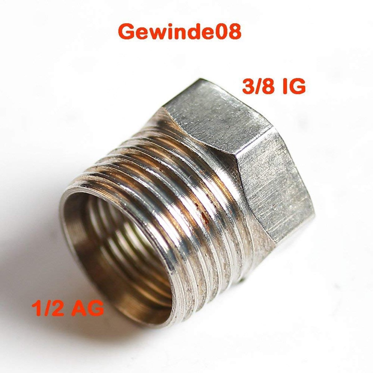 verloopstuk van buitendraad 1/2 inch naar 3/8 binnendraad (schroefdraad 08)
