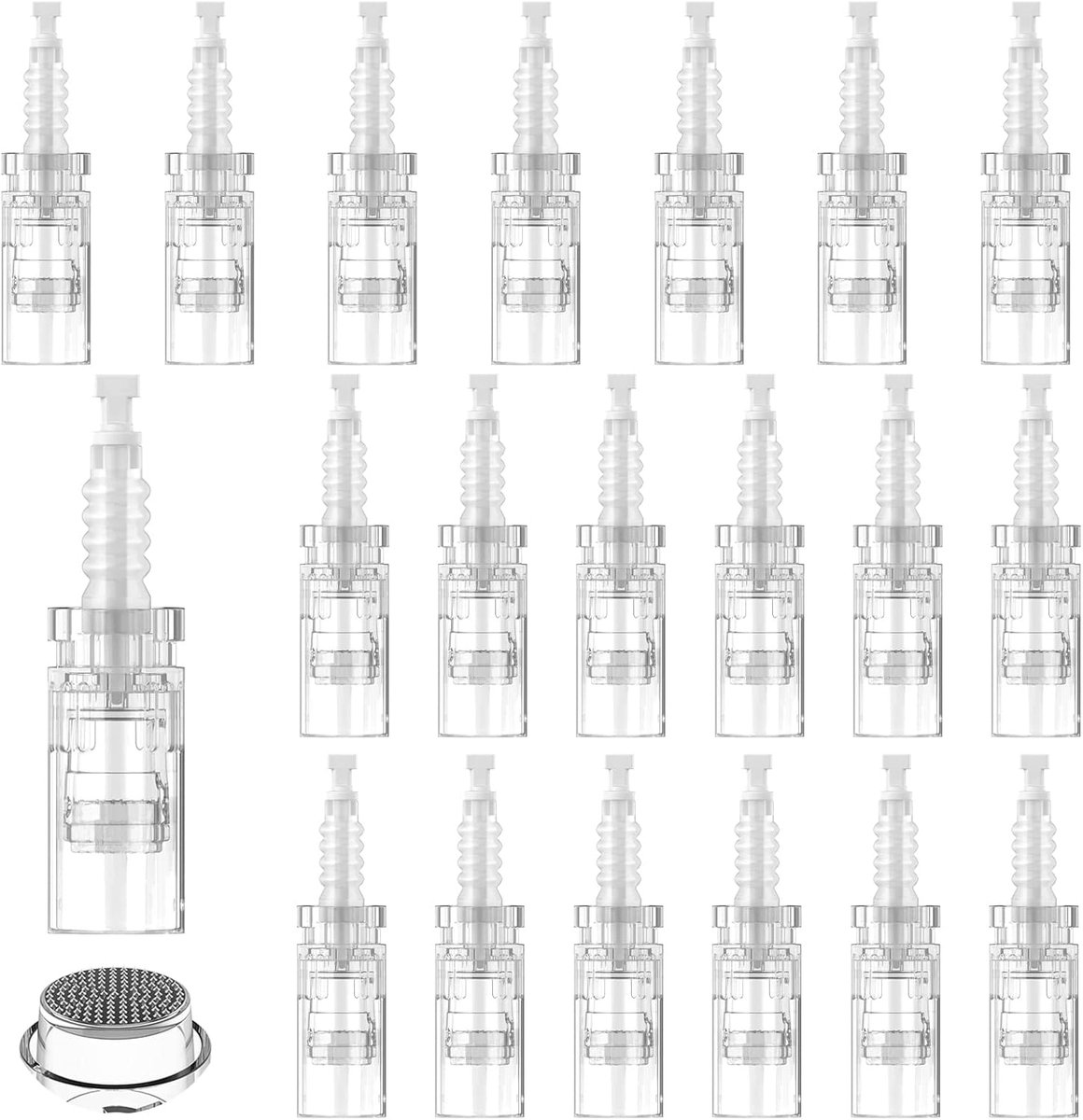 Naalden 20 stuks ronde nano-pinnen vervanging derma pen microneedling naalden microneedling naaldpatronen micro nano-naalden cartridges reserveonderdelen dermapen microneedling apparaat reservenaalden naald patroon
